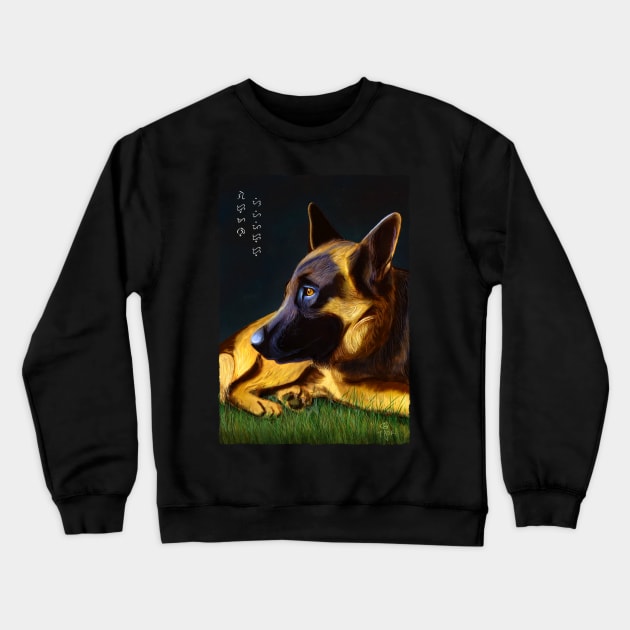 German Shepherd - Black Crewneck Sweatshirt by Thor Reyes